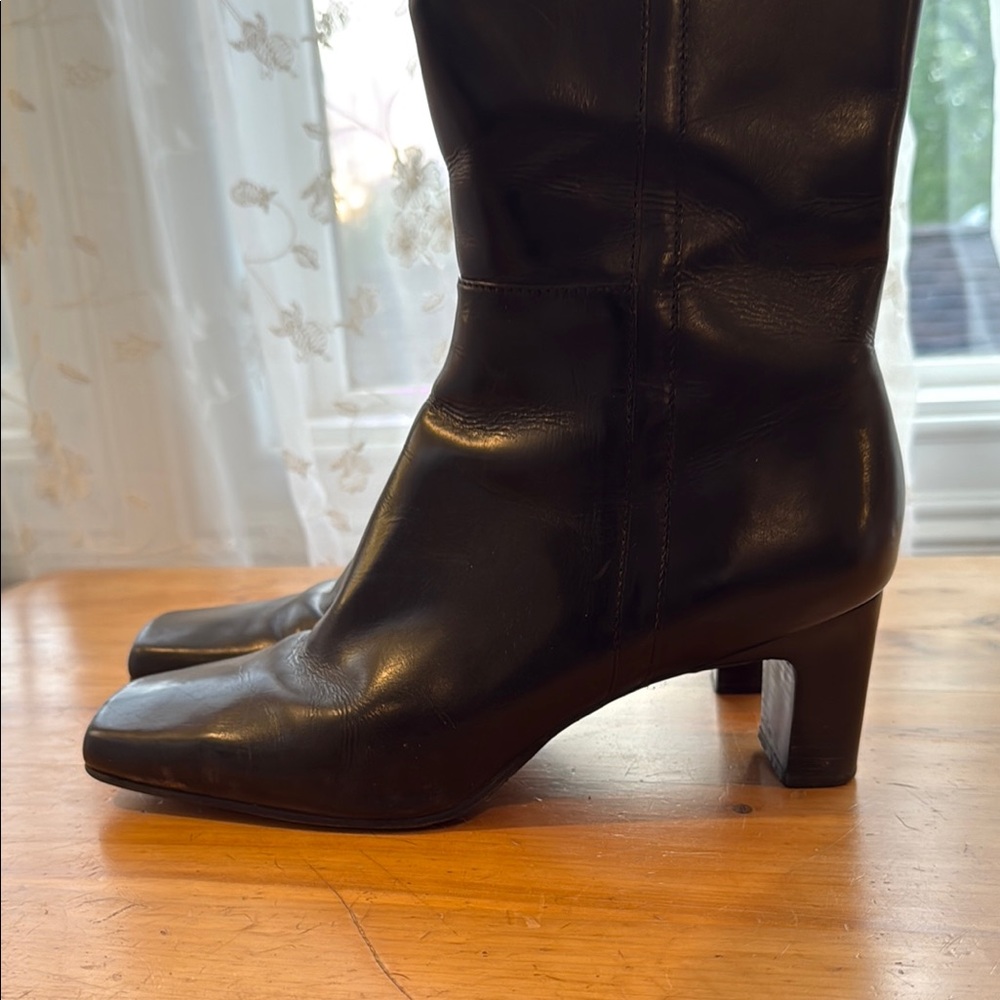 Black Leather Knee-High Boots - Picture 7 of 7